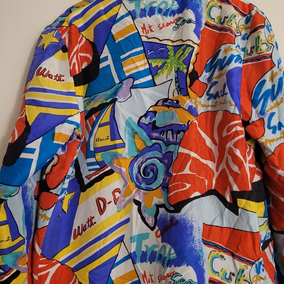 Vintage Carol Horn Workshop 100% Silk Blazer Ocean Cruise 80s - Picture 10 of 14